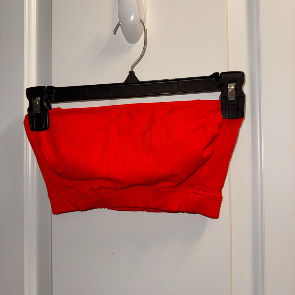 Red Strapless Bandeau Swimsuit Top